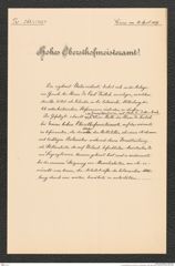 k.k. naturhistorisches Hofmuseum, Intendanzakten 1885-1896 (Hauer), Aktenzahl Z.268.b/1889, Seite 1